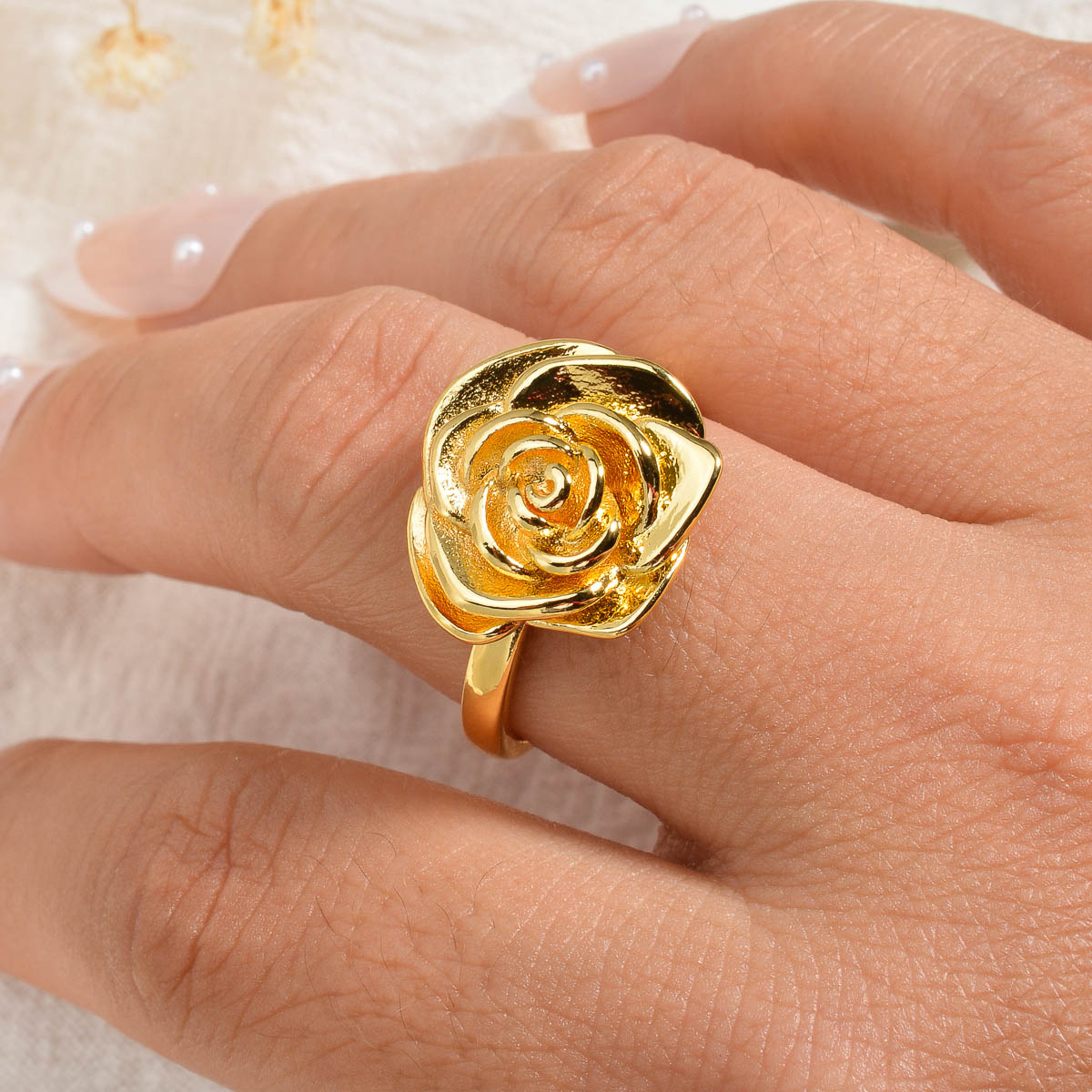 Women's Elegant Rose Flower Shaped Open Copper Ring